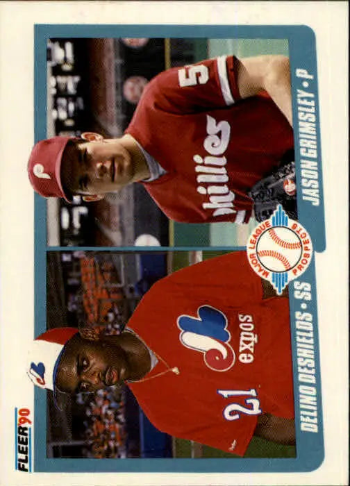 1990 Delino DeShields / Jason Grimsley Fleer Baseball Card #653 - Baseball Card Single