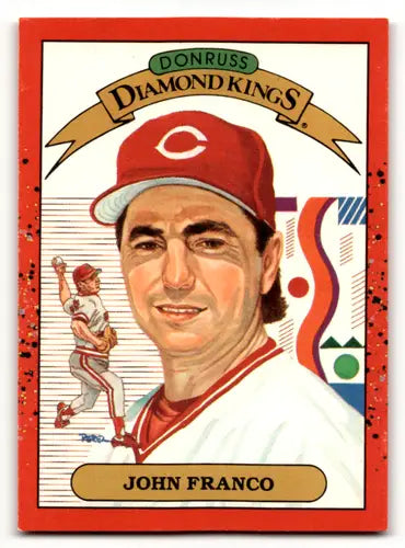 John Franco baseball card with original gloss from 1990 Donruss #14 Reds DK