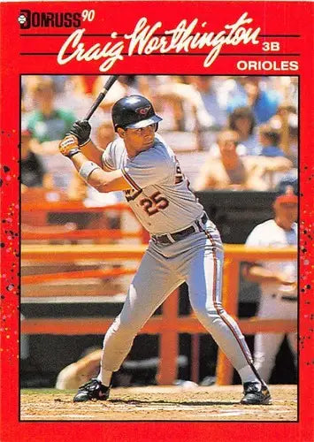 Original gloss Craig Worthington baseball card 1990 Donruss #141 NM-MT Orioles