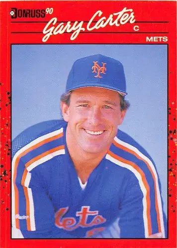 Original gloss Gary Carter NM-MT baseball card from 1990 Donruss #147 Mets