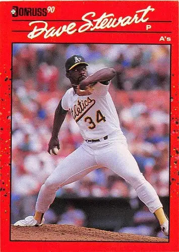 Original gloss Dave Stewart baseball card from 1990 Donruss NM-MT Athletics