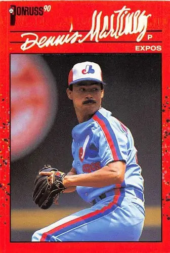 Original gloss Dennis Martinez baseball card 1990 Donruss NM-MT Expos ID 4823