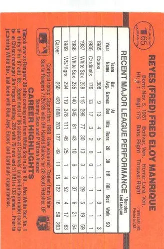 1990 Donruss #165 Fred Manrique NM-MT Rangers ID:4824 - Baseball Card Single