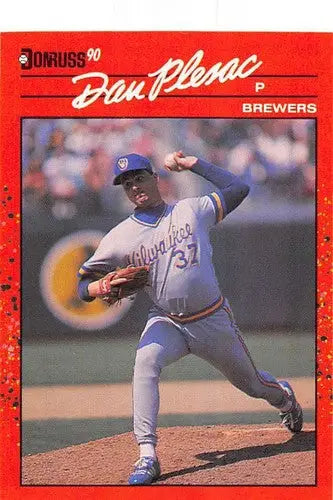Original gloss Dan Plesac baseball card NM-MT from 1990 Donruss Brewers ID 4834