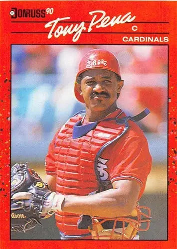 Original gloss 1990 Donruss Tony Pena NM-MT baseball card featuring Tony Pena Cardinals