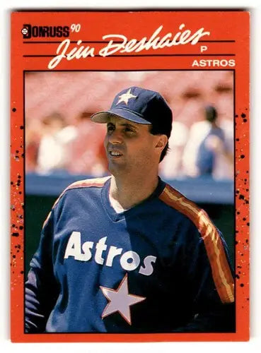 Original gloss Jim Deshaies Houston Astros baseball card from 1990 Donruss #187