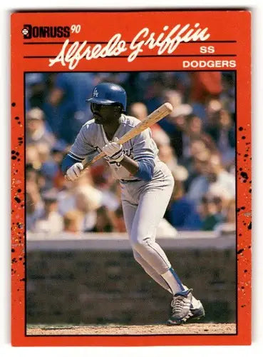 1990 Donruss #195 Alfredo Griffin Los Angeles Dodgers Baseball Cards ID:54695 - Baseball Card Single