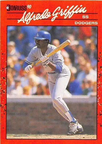 Original gloss Alfredo Griffin baseball card from 1990 Donruss Dodgers collection
