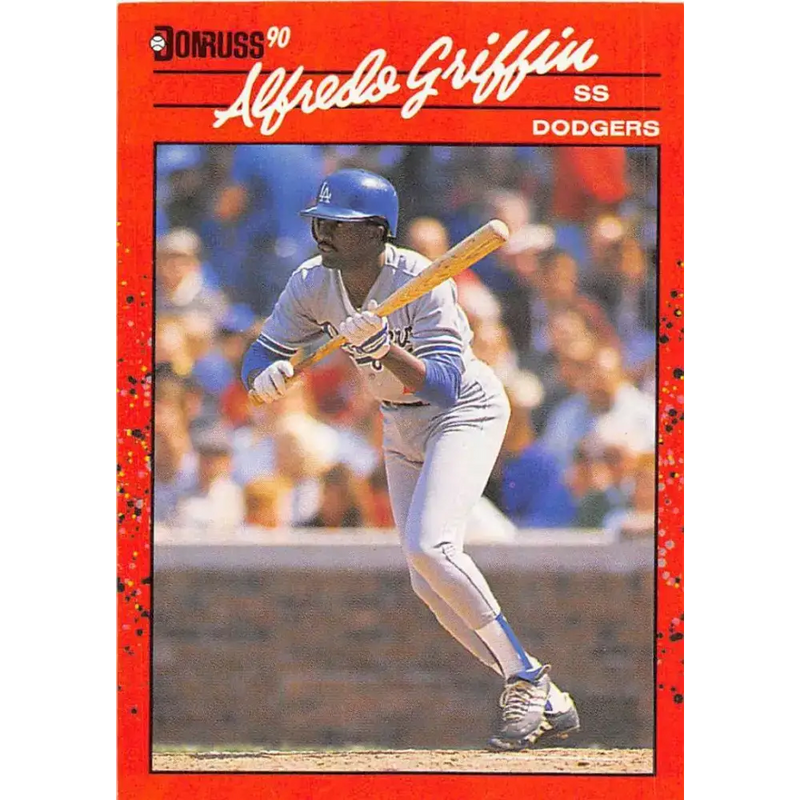 1990 Donruss #195 Alfredo Griffin VG-EX Los Angeles Dodgers Baseball Card - Baseball Card Single