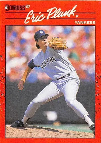 Original gloss Eric Plunk baseball card from 1990 Donruss NM-MT Yankees