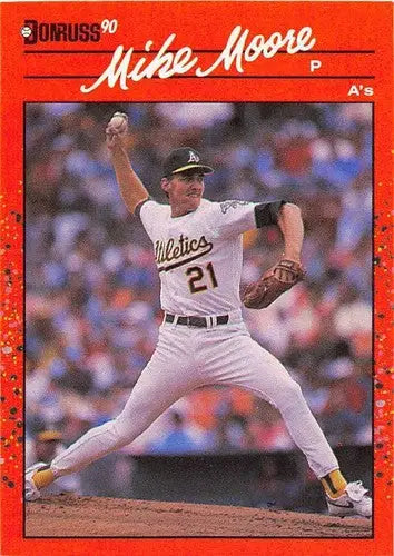 Original gloss 1990 Donruss Mike Moore NM-MT Baseball Card Athletics ID 4866