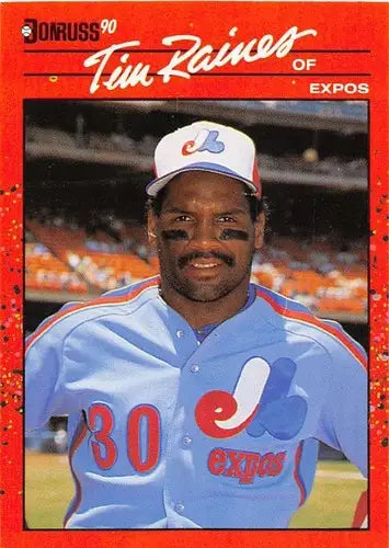 Original gloss 1990 Donruss Tim Raines NM-MT baseball card featuring Tim Raines ID 4868