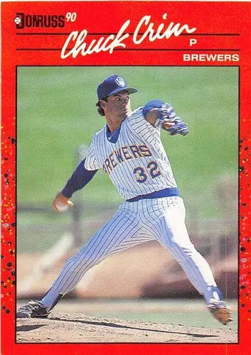 1990 Donruss Chuck Crim baseball card with original gloss and NM-MT condition