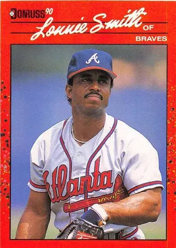 Original gloss Lonnie Smith baseball card 1990 Donruss NM-MT Braves image