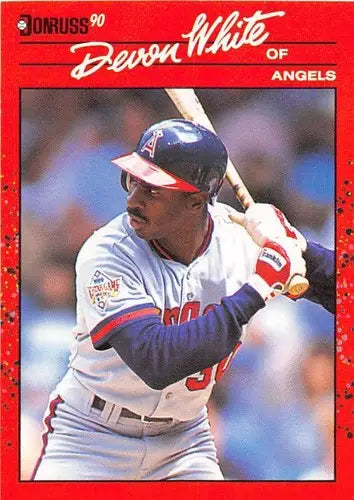 Original gloss Devon White baseball card from 1990 Donruss NM-MT Angels ID 4877