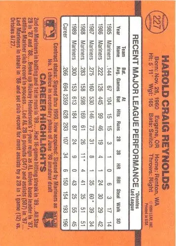Harold Reynolds baseball card 1990 Donruss NM-MT with original gloss Mariners ID 4878