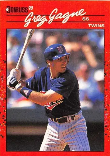 Original gloss Greg Gagne baseball card from 1990 Donruss NM-MT Twins ID 4929