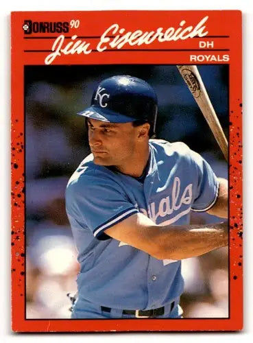 Original gloss Jim Eisenreich Kansas baseball card from 1990 Donruss #238 with eisenreich kansas city focus