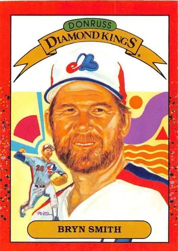 Original gloss Bryn Smith baseball card from 1990 Donruss #25 featuring Expos DK