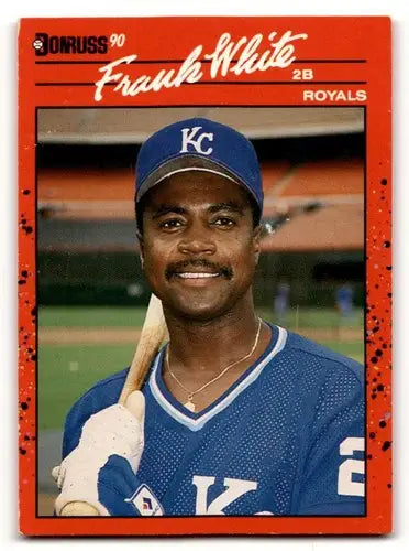 Original gloss Kansas City Royals Frank White baseball card from 1990 Donruss series