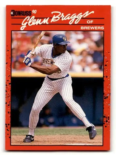 Original gloss Glenn Braggs Milwaukee baseball card from 1990 Donruss #264 braggs Milwaukee Brewers