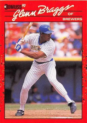 Original gloss Glenn Braggs NM-MT baseball card from 1990 Donruss #264