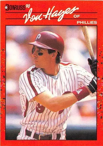 Original gloss Von Hayes baseball card from 1990 Donruss NM-MT Phillies ID 4966
