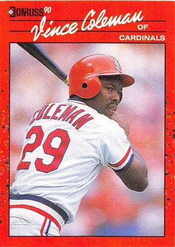 Original gloss 1990 Donruss Vince Coleman NM-MT baseball card featuring Vince Coleman