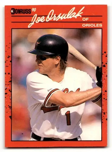 Joe Orsulak Orioles baseball card with original gloss from 1990 Donruss series