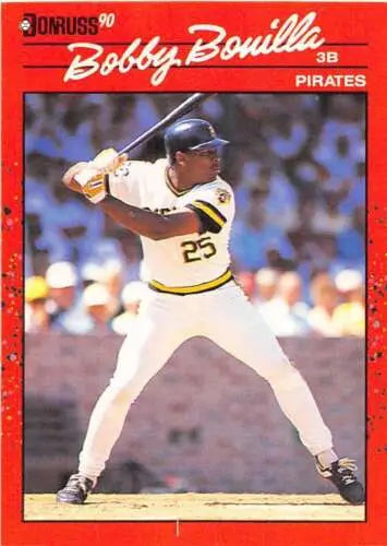 Original gloss Bobby Bonilla baseball card 1990 Donruss NM-MT Pirates ID 4977