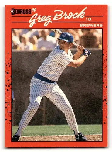 Original gloss Greg Brock Milwaukee baseball card from 1990 Donruss #293