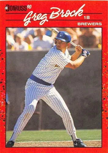 Greg Brock baseball card with original gloss from 1990 Donruss NM-MT Brewers