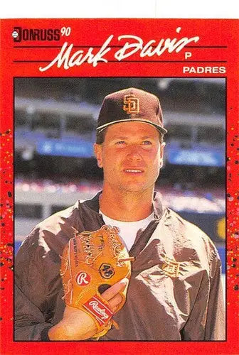 Original gloss Mark Davis baseball card from 1990 Donruss Padres collection