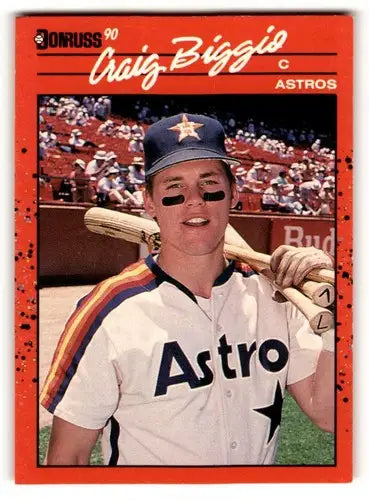 Original gloss Craig Biggio Houston baseball card from 1990 Donruss #306