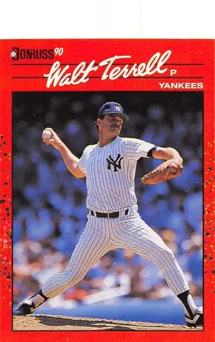 Original gloss Walt Terrell baseball card from 1990 Donruss NM-MT Yankees