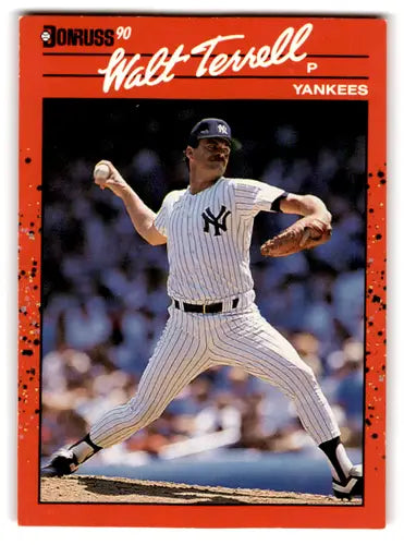 Original gloss Walt Terrell baseball card from 1990 Donruss featuring mint Yankees ID 67294