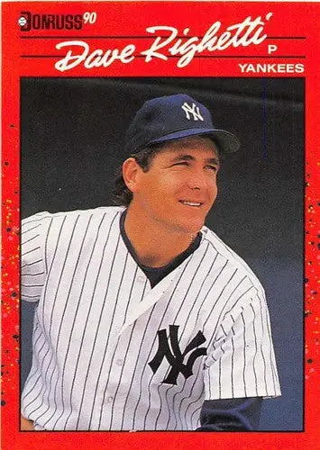 Original gloss 1990 Donruss Dave Righetti baseball card featuring Yankees player