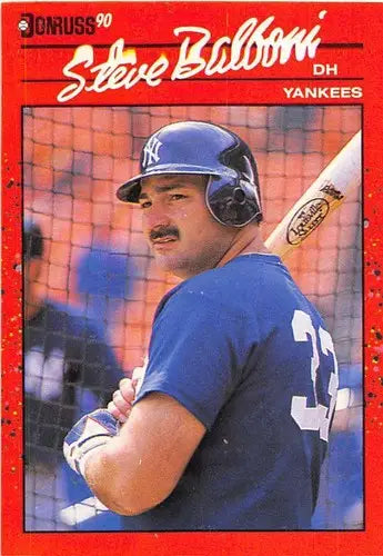 Original gloss 1990 Donruss Steve Balboni baseball card featuring Yankees player