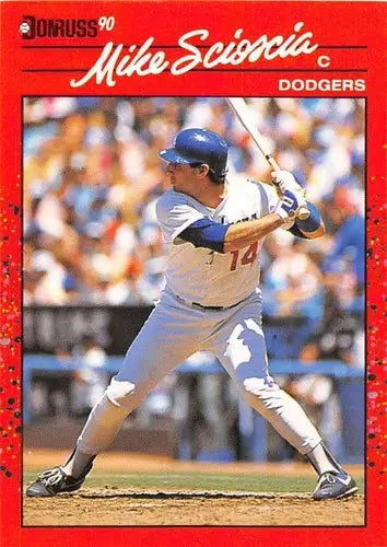 Original gloss Mike Scioscia baseball card 1990 Donruss #316 NM-MT Dodgers