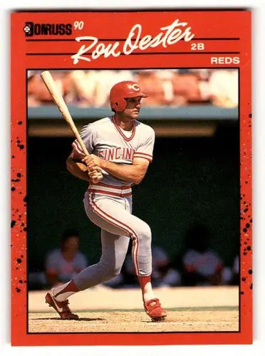 Rou Oester baseball card from 1990 Donruss showing original gloss, Cincinnati Reds player