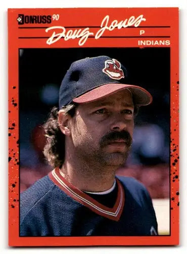 Original gloss 1990 Donruss Doug Jones Cleveland Indians baseball card front view