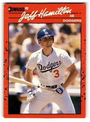 Jeff Hamilton Los Angeles Dodgers baseball card from 1990 Donruss series