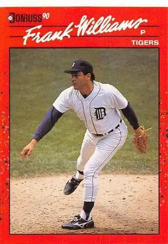 Original gloss of 1990 Donruss Frank Williams baseball card featuring Tigers team image