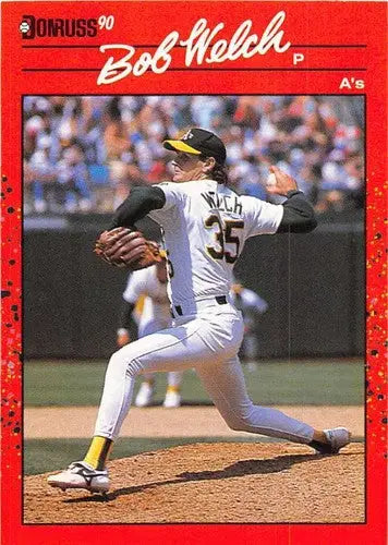 Original gloss Bob Welch baseball card 1990 Donruss NM-MT Athletics