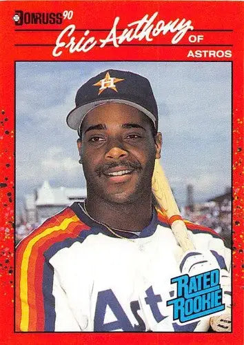 Eric Anthony rookie Astros baseball card from 1990 Donruss with original gloss