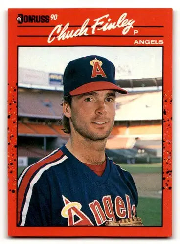Original gloss Chuck Finley California Angels baseball card from 1990 Donruss series