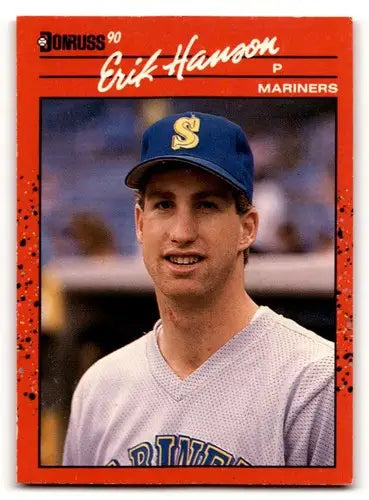 Erik Hanson Seattle Mariners baseball card from 1990 Donruss series, EX/NM condition
