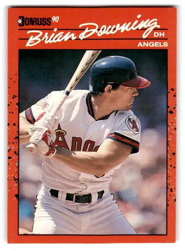 Original gloss Brian Downing baseball card from 1990 Donruss with excellent Angels ID 67289