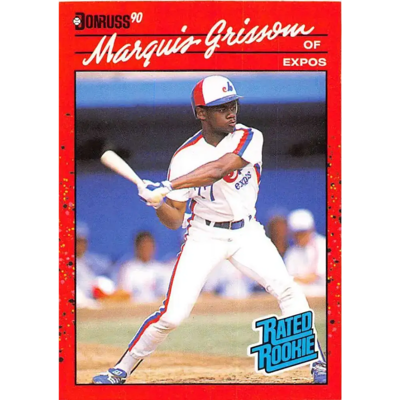 1990 Donruss #36 Marquis Grissom VG-EX RC Rookie Montreal Expos Baseball Card - Baseball Card Single