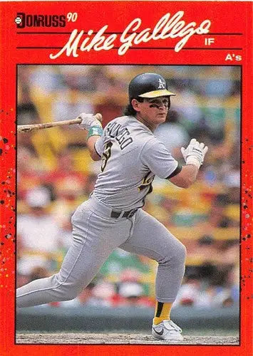 1990 Donruss Mike Gallego baseball card with original gloss NM-MT Athletics ID 5020